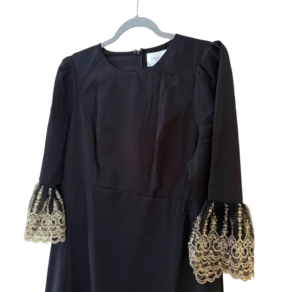 NEW Tuckernuck Pomander Place Black Lillith‎ Dress Maxi Lace Trim Medium $228 - Picture 3 of 5